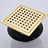 SEABEFORE Shower Drain 6 Inch Brushed Gold,Stainless Square Shower Floor
