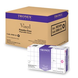 TRONEX- Vinyl Disposable Gloves, Powder-Free, Food Safe, Extra Strength, White (Small, Case of 1000)