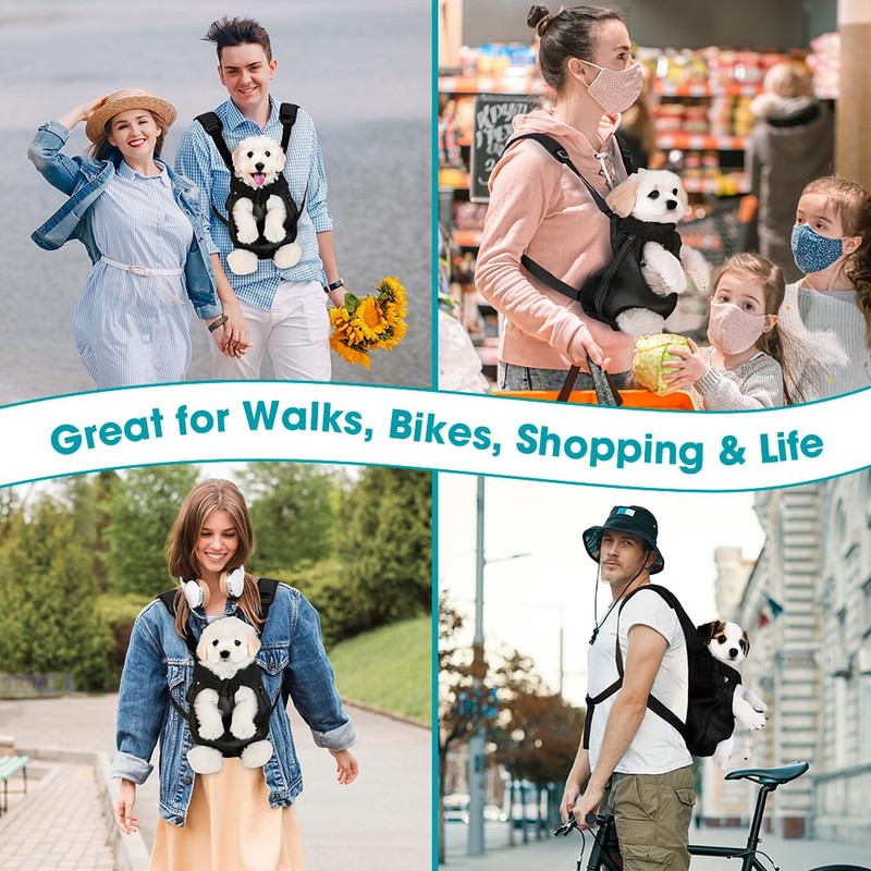 Dog Backpack Carrier, Adjustable Pet Front Carriers, Legs Out Carrying