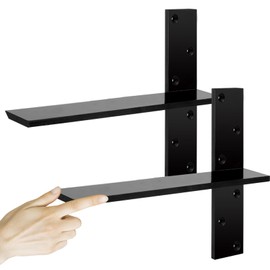 3/8" Thick Heavy-Duty Floating Shower Bench Brackets - 16" L x 2.5" W Wall Mount Bracket, Free Hanging T Shelf Support Brackets for Vanity, Granite Countertops, Dishwashers,Bench Seats (2-Pack)