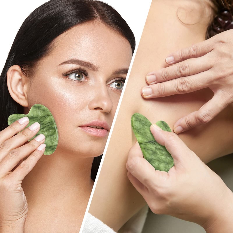 Gua Sha Stone & Jade Roller Gift Set, Anti-aging Natural
