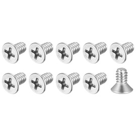METALLIXITY Flat Head Phillips Machine Screw (10#-24 x 3/8inch) 50Pcs, 304 Stainless Steel Screws Set -for Household, Office Equipment Industry, Machinery, etc., Silver