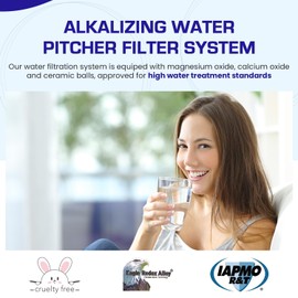 Crystal Quest Water Filter Pitcher - 12-Cup Capacity, Includes 1 Long-Life Filter, BPA Free, Meets NSF Standard 42 - Filters up to 2,000 Gallons – Alkalizing/Blue