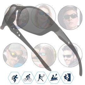 Sports Sunglasses for Mens Women Polarized Lens Wrap Around Lightweight with Glasses Strap UV Protection for Fishing Driving Trave