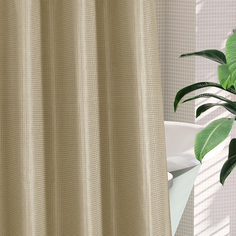 MitoVilla No Hooks Needed Extra Long Shower Curtain Liner Set,