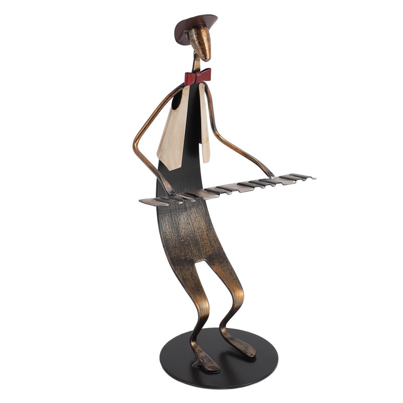 Piano Player Figurine Stable Base Elegant Decorative Metal Musical Statue