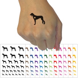 Saluki Dog with Heart Temporary Tattoo Water Resistant Fake Body Art Set Collection - White (One Sheet)