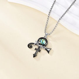 DAYLINLOVE Prince Symbol Necklace 925 Sterling Silver Abalone Shell Prince Necklace Prince Symbol Jewelry for Men Women Prince Fan