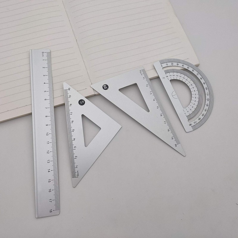 Accod Aluminum Alloy Ruler Set Stainless Steel Scale Ruler Math