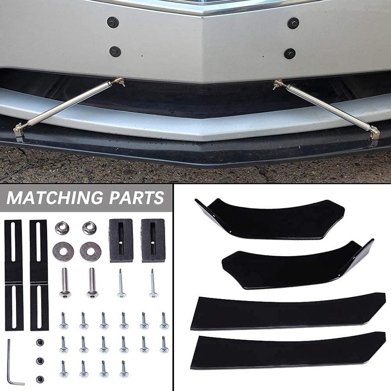 DREAMIZER Universal Front Bumper Lip Strut Rod Spoiler Wing Wide