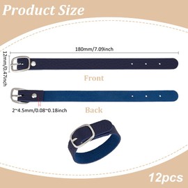 FINGERINSPIRE 12 Pcs PU Leather Luggage Tag Straps 18x1.2cm Adjustable Length Replacement Belts with Alloy Buckle Midnight Blue Leather Luggage Tag Loops for Suitcases Briefcase Backpacks