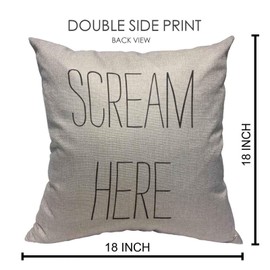 VERSUSWOLF Throw Pillow Covers Bedroom Scream Here Humor Face Plant Angry Anger Cotton Linen Decorative Square Pillowcases Cushion Cover 18 X 18 Inch