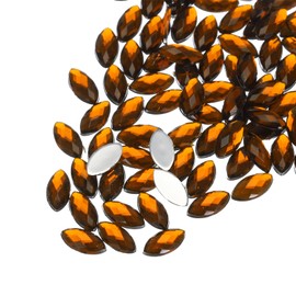 sourcing map 200PCS Acrylic Horse Eye Gems 4x8mm Flat Back Artificial Rhinestones for DIY Crafts Bead Wedding Party Face Painting Jewelry Making Brown