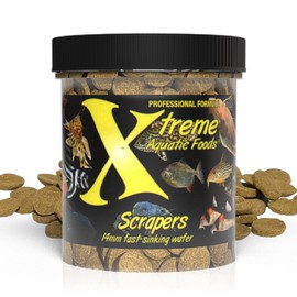 Xtreme Scrapers Wafers - Premium 14mm Fast-Sinking Fish Food – Nutrient & Cellulose Rich Ideal for Nocturnal Feeders, Catfish, Plecostomus Species, and Loaches – USA Farm Grown (5oz)