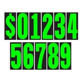 Auto Dealer Supplies 5 1/2 Vinyl Number Decals, Windshield Pricing Stickers, Chartreuse Car Lot Pricing Numbers, 11 Dozen