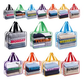Woanger 14 Pack Packing Cubes for Travel Days of Week Packing Cubes Clear Camping Organizer Storage Bags Handbags for Travel Suitcase