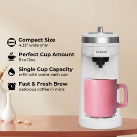 CHULUX Mini Coffee Maker for K Capsule, Single Serve Coffee Maker for One Cup Americano, Lightweight Pod Coffee Machine, Pearl White