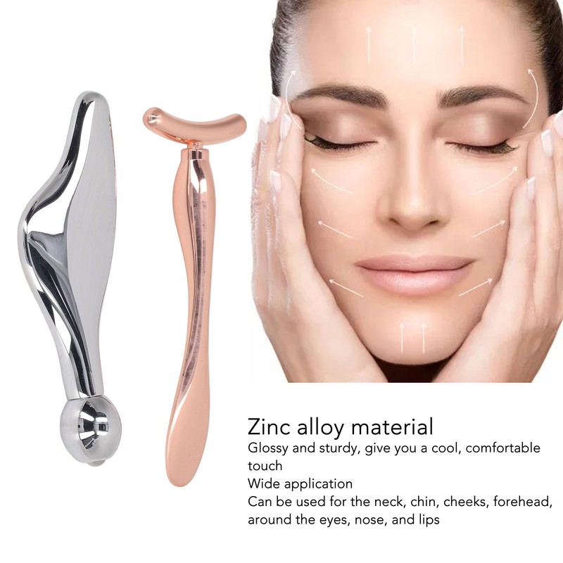 2pcs Metal Face Roller Set Zinc Alloy Facial Roller Massager
