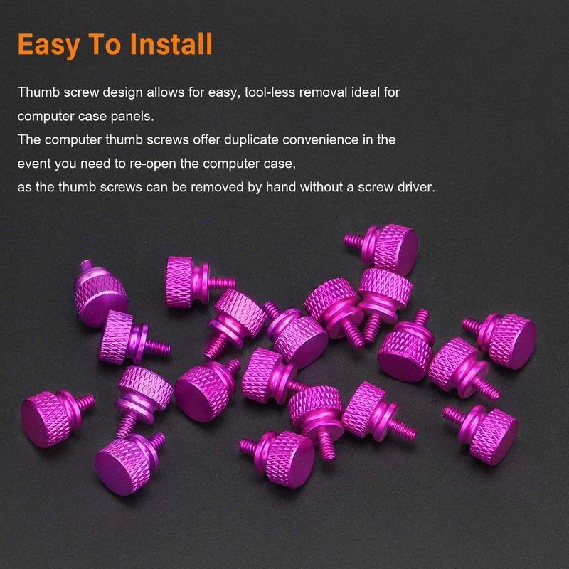 Powlankou 20 Pieces 6#-32 Computer Case Screws, Anodized Aluminum Thumbscrews,