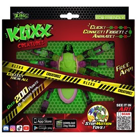 Zing KLiXX Spider Green– Stop Frame Animation and Fidget Toy with 200 Points of Articulation, Click Connect Fidget Animate