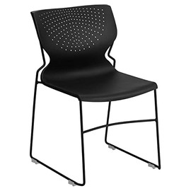 Flash Furniture HERCULES Series 661 lb. Capacity Black Full Back Stack Chair with Black Powder Coated Frame