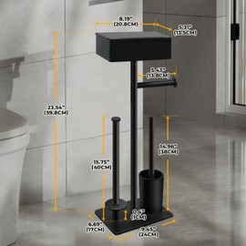 Freestanding Toilet Paper Holder Stand with Shelf for 7 Rolls, Free Standing Black Toilet Paper Roll Holder with Wipes Storage Drawer, Rustproof Metal Floor Bathroom Tissue Holder for Bathroom