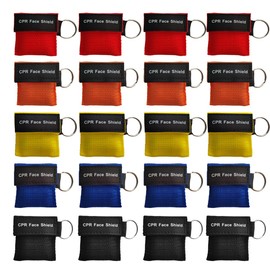 ELYSAID 20pcs/Pack New Red CPR Face Shield with Keychain Kit One-Way Valve CPR Breathing Barrier for First Aid or AED Training