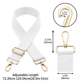 QIUTIMIY Canvas Adjustable Replacement Bag Strap, Wide Shoulder Bag Belt with Metal Swivel Hooks for Messenger Bag Handbag, Gold white