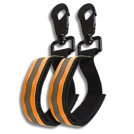 [ 2 Pack ] Firefighter Gloves Strap | Heavy Duty Buckle, Adjustable Strap, Reflective Strips (2, Orange)