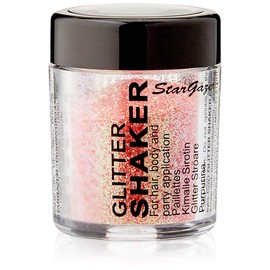 Stargazer Pastel Glitter Shaker, Rose. Cosmetic glitter powder for use on the eyes, lips, face, body, hair and nails.