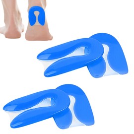 JEYORZY Fersensporn Einlagen, Achillessehne Einlegesohlen, Fersensporn Einlagen Gel, Fersenkissen für Schuhe, Geleinlagen Ferse, Damen, Herren, Kinder, Silikon Fersenkeil, Fersenpolster Gelsohlen-Blu