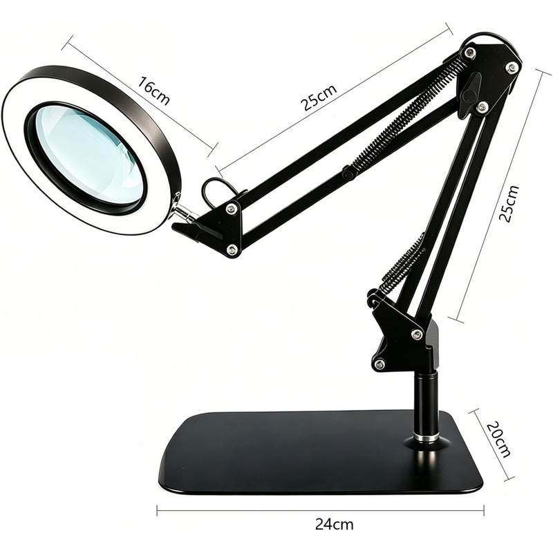 Lupa con Luz LED 10X JEERISE JXL-LEDFDJ16 y Base Ajustable