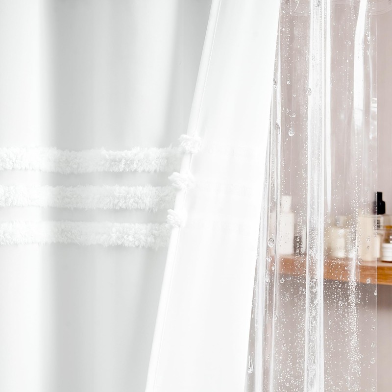 Dynamene Extra Long Shower Curtain and Liner Set - 84