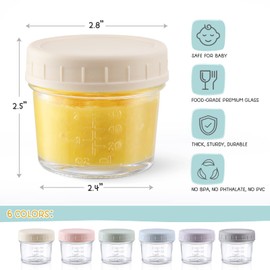 VITEVER 6 Pack Glass Baby Food Storage Containers - 4 oz Baby Food Storage Jars With Lids, Baby Food Maker, Microwave, Dishwasher & Freezer Safe