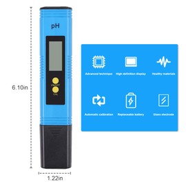 Digital pH Meter 0.00–14.00 – High Precision pH Pen with Auto Calibration, Large LCD Display, Water Quality Tester for Drinking Water, Pools, Aquariums, Hydroponics (Blue)
