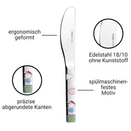 Puresigns Kinderbesteck 4-teilig FERME mit niedlichen Baunerhof Motiven aus 18/10 Edelstahl ergonomisch gestaltet