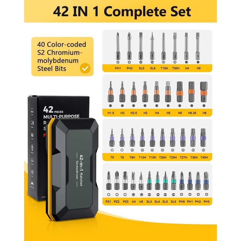 ORIA Ratchet Screwdriver Set, 42 in 1 Magnetic Screwdriver Sets