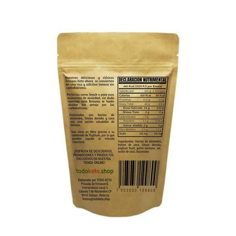 Totopos Keto Botana de Almendra 20 Piezas Horneados (Flamin Hot)