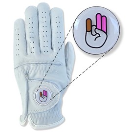 Shocker Funny Golf Gloves Mens - Premium Cabretta Leather Golf Glove with Funny Magnetic Ball Marker, Durable Grip Funny Gag Gift, Men's Adult Shocker White Glove, Adult, Mens, Small to XXL Sizes