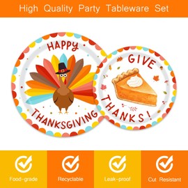 96PCS Thanksgiving Turkey Disposable Plates and Napkins Fall Give Thanks Tableware Set Happy Thanksgiving Dinnerware Party Decorations Serve 24 Guests