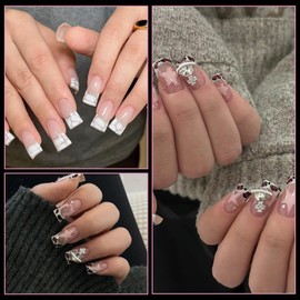 504PCS Duck Nail Tips, clear press on nails short half Cover Acrylic duck tips 12 Sizes Box-packed, Flexible and Long-Lasting Supplies for Extensions Professional Home DIY & Salon Use