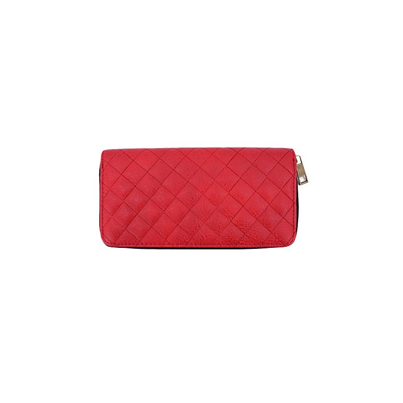 Lulu & berry Women's Long Wallet, Quilting, Zip Around Leather,