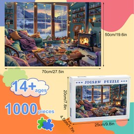 Puzzles 1000 Pieces for Adults jigsaw puzzles, for Adults Classic Challenging Game for The Whole for Women, Gifts for Men, Beautiful Decoration (Window Cat)