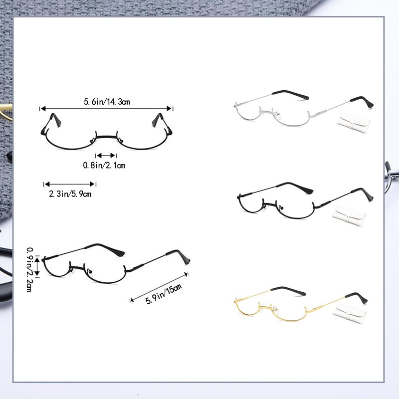 [Gianrght] No Lens Oval Half Rim Under Rim Bottom Frame
