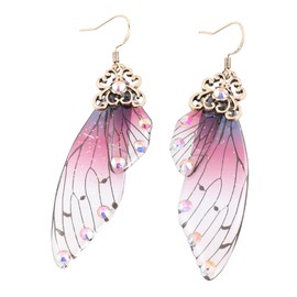 Holibanna Butterfly Wings Earrings, Long Fairy Tale Butterfly Bride Earrings, Fantasy Women Accessories (Bronze), agarwood, Plastic,