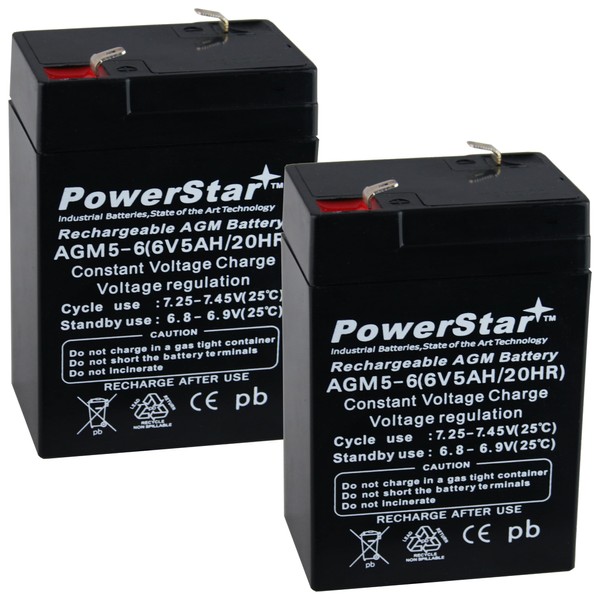 PowerStar 6 Volt 6v 4.5ah Rechargeable Deer Game Feeder Battery - 2 Pack