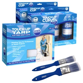 Touch Up Cup Painting Kit - Includes 6 Paint Storage Containers, 1 Painters Tarp, 2 Touch Up Paint ​​Brushes, As Seen On Shark Tank Products