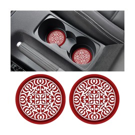 JNNJ Pack of 4 Universal Car Drink Holder Coasters, Car Totem Coasters, Car Cup Holder Coasters, High Temperature Resistance, Car Interior Accessories (Red)