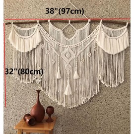 QLBUJ Large Macrame Wall Hanging Natural Driftwood Macrame Tapestry Above Headboard Boho Home Decor for Bedroom Living Room Apartment Wedding Party,38" W X 32" L