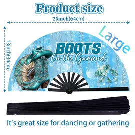 13'' Large Boots on The Ground Hand Fan Where Them Fans At Clack Fan Clacking Fans for Line Dancing Hand fan foldable Fan For Cowgirl Women Men (Design-1)